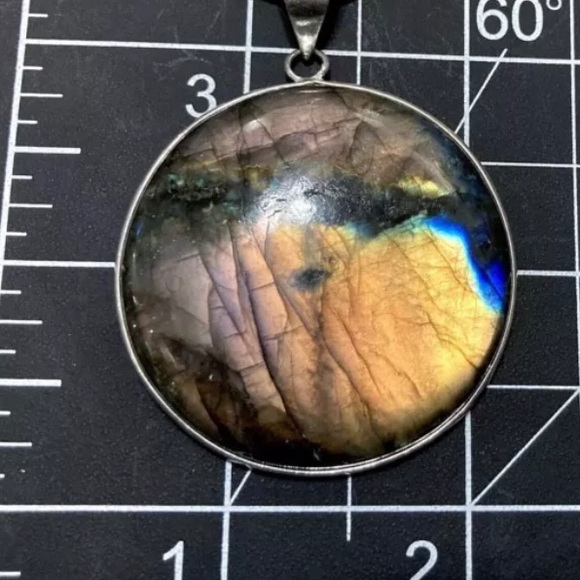 XL High Quality Bright Flash Blue Yellow PINK Labradorite 925 Gemstone Pendant - Picture 5 of 16